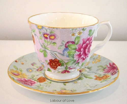 saucers cups and party mismatched  Vintage tea tea vintage